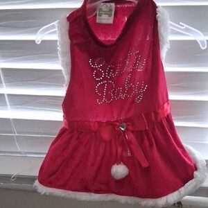 Red Santa Baby Dress with White Trim